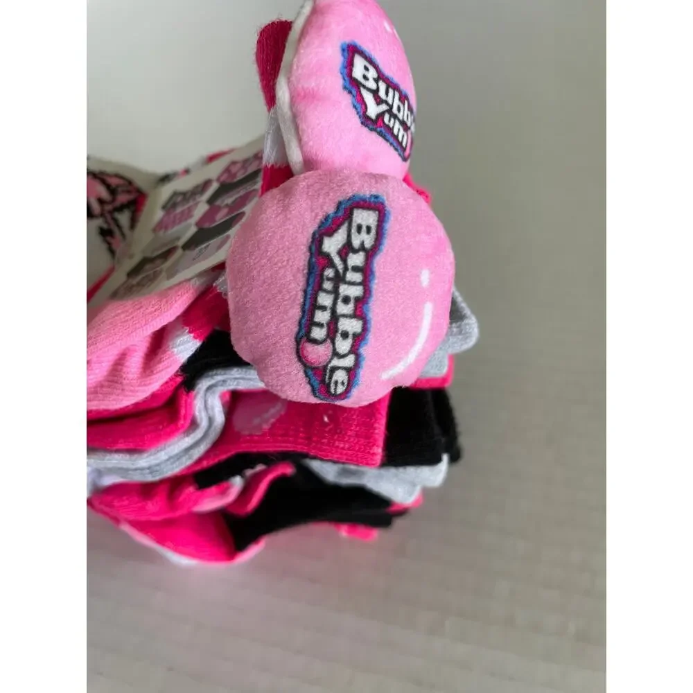 Bubble Yum 10 pairs girls ankle novelty casual socks size 6-8 New